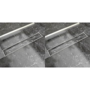 Vidaxl Kanaleta za tuš 2 kosa 730x140 mm nerjaveče jeklo