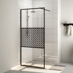 Vidaxl Pregrada za tuš s prozornim ESG steklom 100x195 cm črna