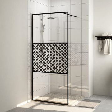 Vidaxl Pregrada za tuš s prozornim ESG steklom 80x195 cm črna