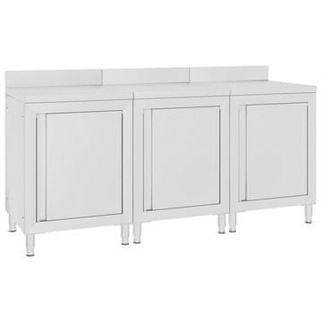 Vidaxl Komercialna delovna miza z omarico 180x60x96 cm nerjaveče jeklo