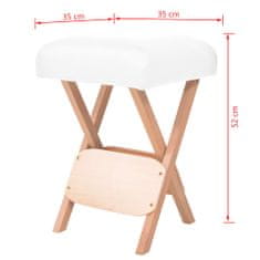 Vidaxl Zložljiv masažni stolček z 12 cm debelim sedežem 2 blazini bel