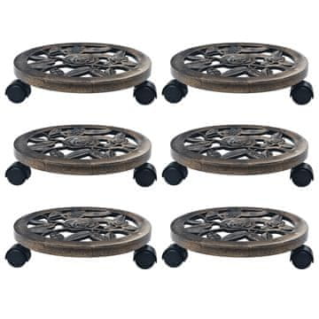 Vidaxl Vozički za rastline 6 kosov bronasti 30 cm plastika