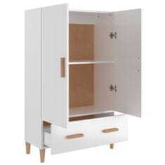 Vidaxl Visoka omarica visok sijaj bela 70x31x115 cm konstruiran les