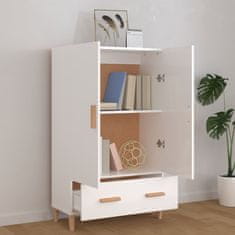 Vidaxl Visoka omarica visok sijaj bela 70x31x115 cm konstruiran les