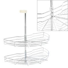 Vidaxl Kuhinjska košara 2-nadstropna srebrna 180 stopinj 75x38x80 cm