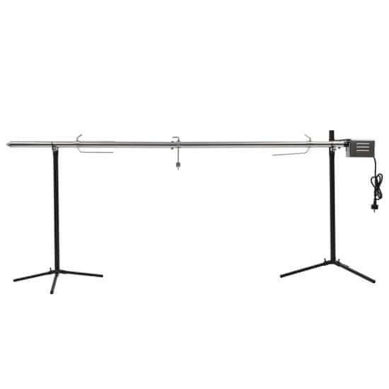 Vidaxl Avtomatski raženj z motorjem nerjaveče jeklo 207x45x81 cm