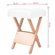 Vidaxl Zložljiv masažni stolček z 12 cm debelim sedežem bel