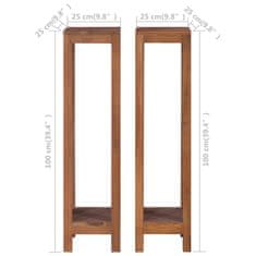 Vidaxl Stojalo za rože 2 kosa 25x25x100 cm trdna tikovina