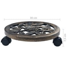 Vidaxl Vozički za rastline 6 kosov bronasti 30 cm plastika