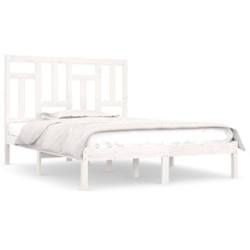 Vidaxl Posteljni okvir brez vzmetnice bel 140x190 cm trdna borovina