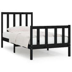 Greatstore Posteljni okvir črn iz trdnega lesa 75x190 cm 2F6