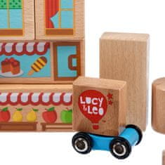 Lucy&Leo 174 Mesto - komplet lesenih kock z dvema avtomobiloma 25 kosov