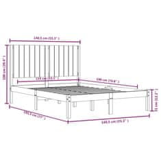 Vidaxl Posteljni okvir bel iz trdne borovine 135x190 cm 4FT6