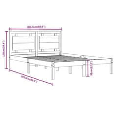 Greatstore Okvir za posteljo, medeno rjava, masivni les, 200 x 200 cm