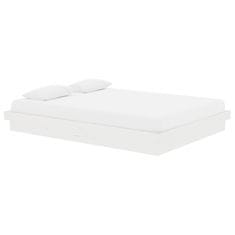 Vidaxl Posteljni okvir bel iz trdnega lesa 135x190 cm 4FT6