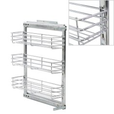 Vidaxl Izvlečna kuhinjska košara 3-nadstropna srebrna 47x15,5x55,5 cm