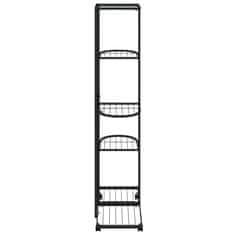 shumee 5-nadstropno stojalo za rože s kolesi 44x23x100 cm črno železo