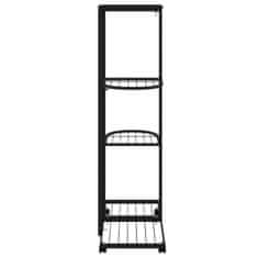 Vidaxl 4-nadstropno stojalo za rože s kolesi 44x23x80 cm črno železo