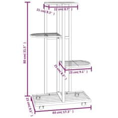 shumee 4-nadstropno stojalo za rože s kolesi 44x23x80 cm črno železo