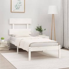 Vidaxl Posteljni okvir bel iz trdnega lesa 100x200 cm