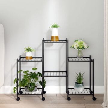 Vidaxl vidaXL Stojalo za rastline s kolesi 83x25x63,5 cm črno železo