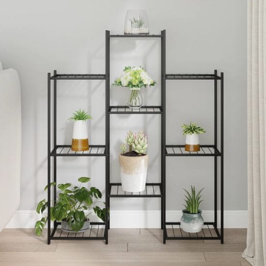 Vidaxl Stojalo za rože 83x25x100 cm črno železo