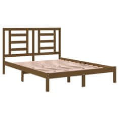 Vidaxl Posteljni okvir medeno rjav iz trdne borovine 135x190 cm 4FT6
