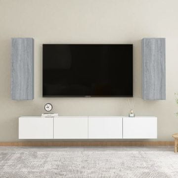 Vidaxl vidaXL TV omarice, komplet 2 kosov, siva sonoma hrastova barva, 30,5 x 30 x 90 cm