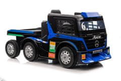 Lean-toys Otroški tovornjak na akumulator Mercedes Axor XMX622 s prikolico in LCD zaslonom, modra