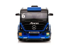 Lean-toys Otroški tovornjak na akumulator Mercedes Axor XMX622 s prikolico in LCD zaslonom, modra