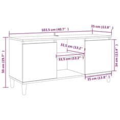 Vidaxl TV omarica z lesenimi nogami dimljeni hrast 103,5x35x50 cm