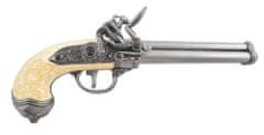 Bashan Pištola Flintlock s 3 cevmi, 1680 - 29cm; 880g
