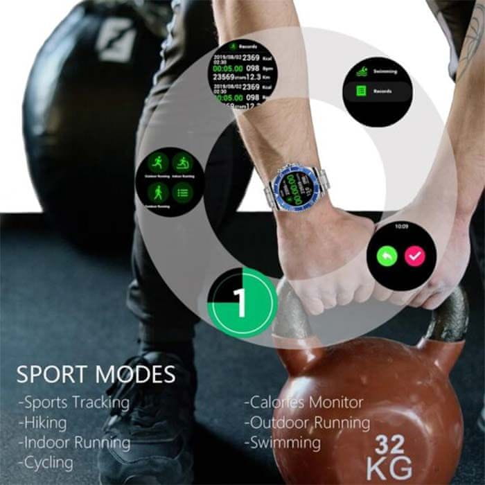 Netscroll Elegantna pametna ura za moške, moška pametna ura, Bluetooth klici in opomniki SMS, fitnes ura z jeklenim paščkom, združljiva z Android in iOS, IP67 vodoodporna, ekran na dotik, CasualWatch