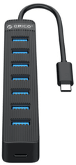 Orico TWC3-7A USB-C hub, 7 vhodov, USB 3.0, 0,15 m, črn (TWC3-7A-BK-EP)