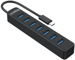 Orico TWC3-7A USB-C hub, 7 vhodov, USB 3.0, 0,15 m, črn (TWC3-7A-BK-EP)