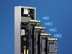 Orico M234C3 ohišje za SSD disk, zunanje, M.2 NVMe 2280 v USB 4.0 Tip-C, 40Gb/s, ALU (M234C3-U4-GY-BP)