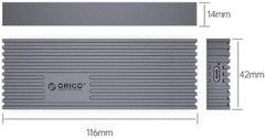 Orico M233C3 ohišje za SSD, zunanje, M.2 NVMe 2230-2280 v USB3.2 Gen2 X2 USB-C, 20Gb/s, ALU (M233C3-G4-GY-BP)