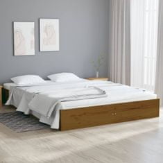 Greatstore Okvir za posteljo, medeno rjava, masivni les, 120x190 cm,4FT, dvojni