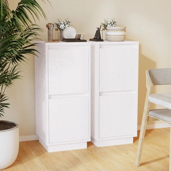 Vidaxl Komoda 2 kosa bela 31,5x34x75 cm trdna borovina