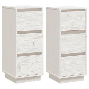 Vidaxl Komoda 2 kosa bela 32x34x75 cm trdna borovina