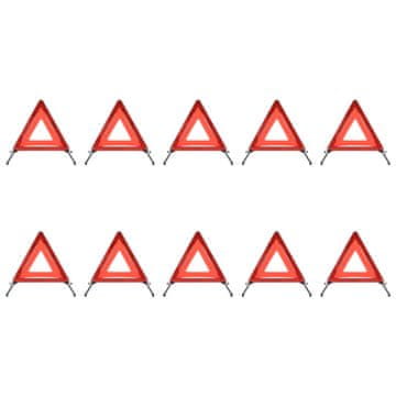 Vidaxl Prometni opozorilni trikotniki 10 kosov rdeči 56,5x36,5x44,5 cm