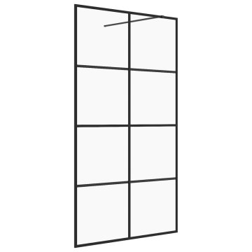 Vidaxl Pregrada za tuš s prozornim ESG steklom 140x195 cm črna