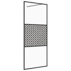 Vidaxl Pregrada za tuš s prozornim ESG steklom 100x195 cm črna