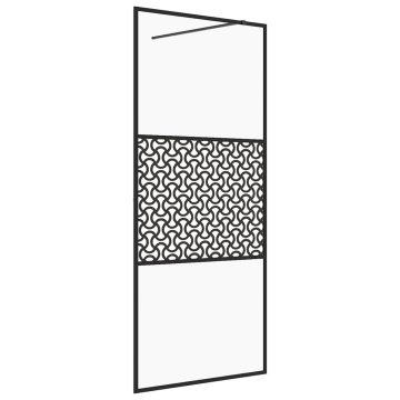 Vidaxl Pregrada za tuš s prozornim ESG steklom 115x195 cm črna