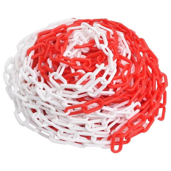 Vidaxl Opozorilna veriga rdeča in bela 30 m Ø8 mm plastika