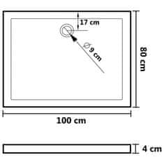 Vidaxl Tuš kad s pikami bela 80x100x4 cm ABS