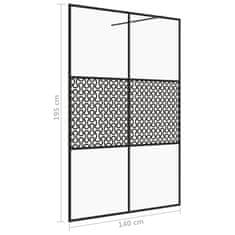 Vidaxl Pregrada za tuš s prozornim ESG steklom 140x195 cm črna