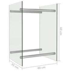 Vidaxl Stojalo za drva prozorno 40x35x60 cm steklo