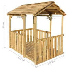 Vidaxl Zunanji igralni paviljon 122,5x160x163 cm borovina