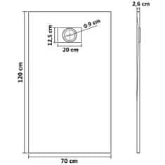 Greatstore Kad za tuš SMC bela 120x70 cm